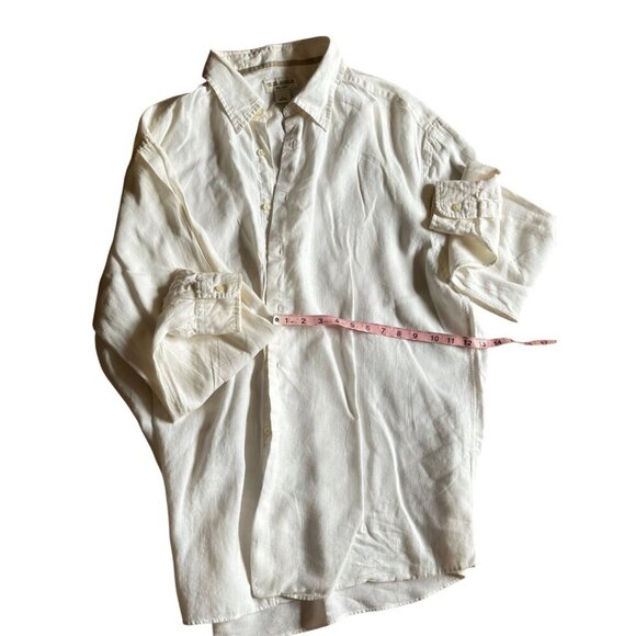 Men's White 100% Linen Button-Up Shirt Unisex Long-Sleeve. Size XL - Picture 14 of 14